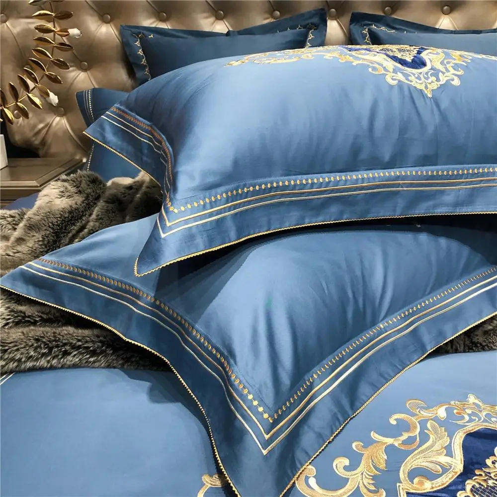 

80S Egyptian Cotton Bedding Set Luxury embroidery Bed set Duvet Cover Bed Sheet bed linen pillowcases Queen King size 6pcs