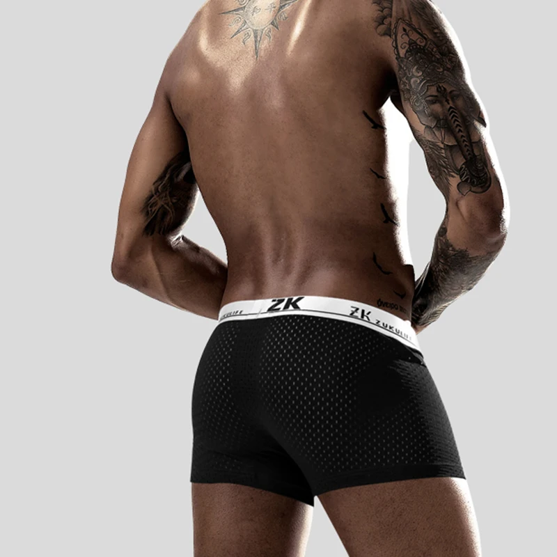 4 Pcs/Lot Men's High-end Noble Boxer Briefs Soft Breathable Regal Ice Silk Mesh Men's Panties Underwear