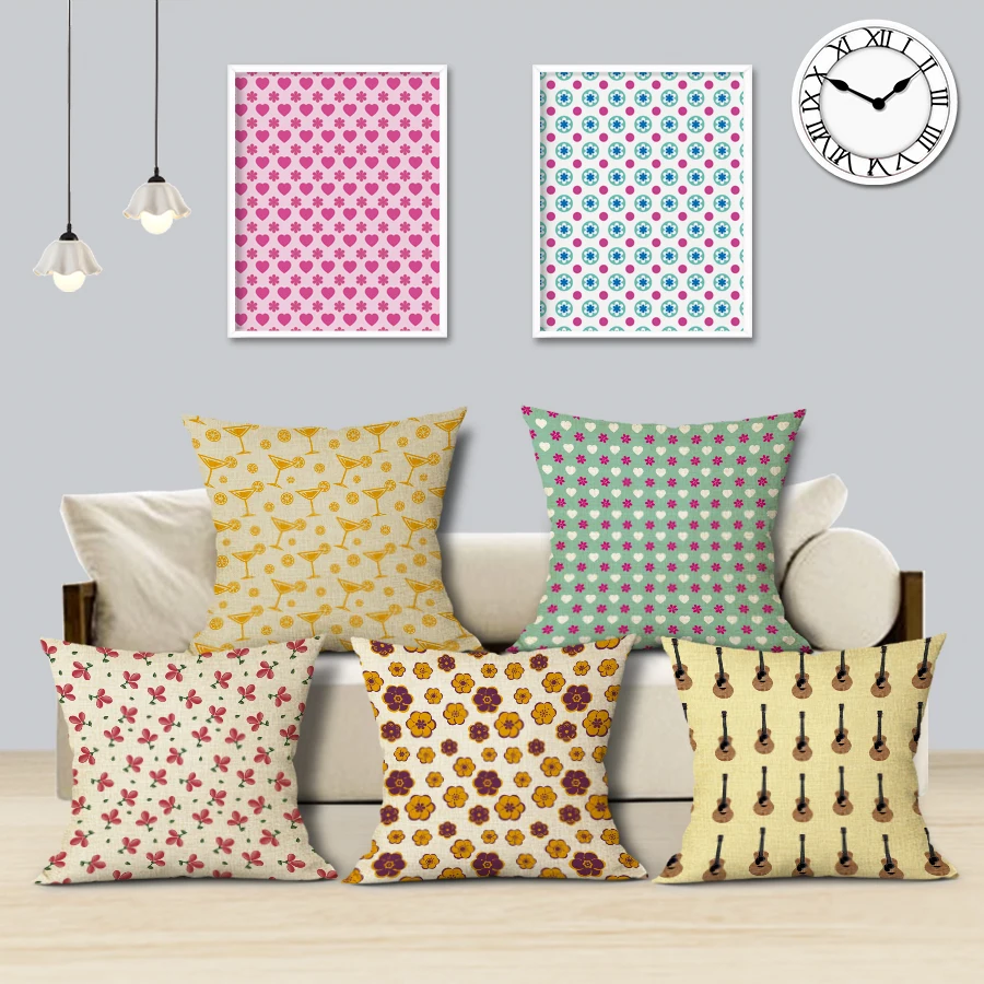Decorative Pattern Printed Pillow Cushion Cover Office Chair Sofa Cotton and Linen Waist | Дом и сад