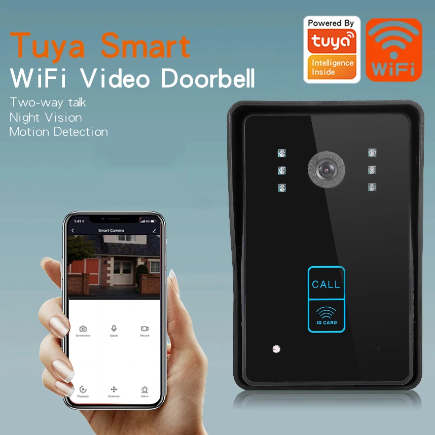 1080P Smart Video Doorbell WiFi Tuya App Wireless Phone Call Voice Intercom System Door Viewer Night Vision Photo Door Bell