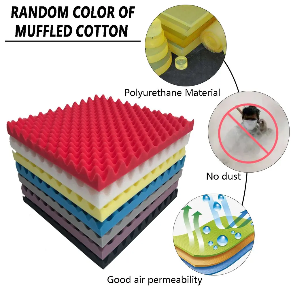 

Hot 1pc Sound Absorbing Cotton Acoustic Foam Pyramid Tiles For Studio Sound Room Music Soundproofing Foam Color Random