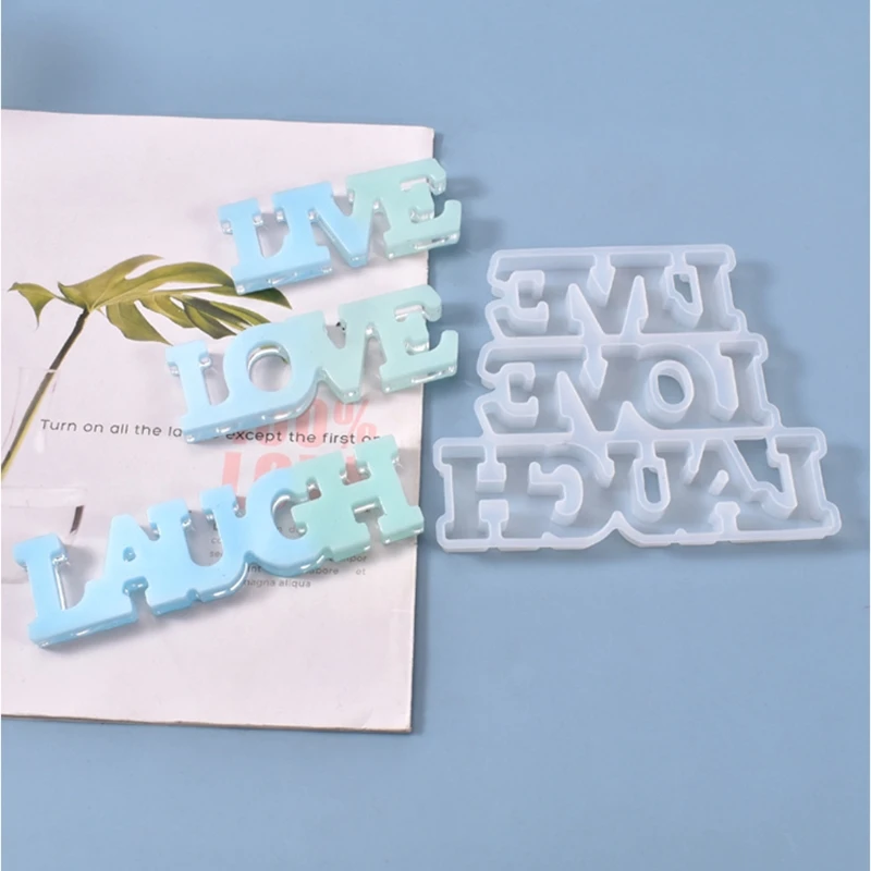 

Letter English Words Crystal Epoxy Resin Mold Room Hanging Listed Silicone Mould X7YC