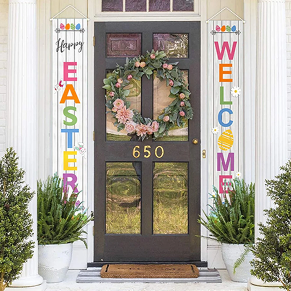 

1 Pair Easter Porch Sign Door Hanging Banner Festival Banner Party Supplies