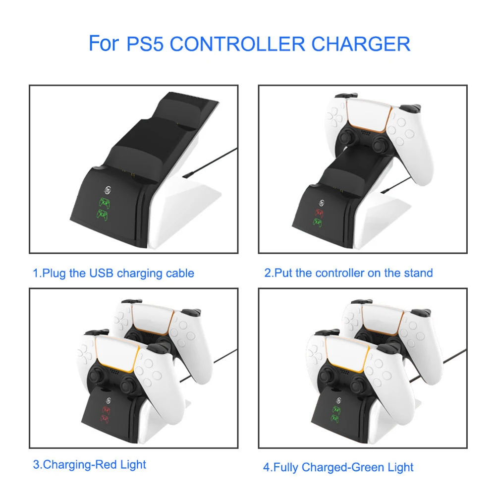 

PS5 Controller Charger Stand Joystick Power Dock for Sony Playstation 5 LED Gamepad Charging Station Cradle
