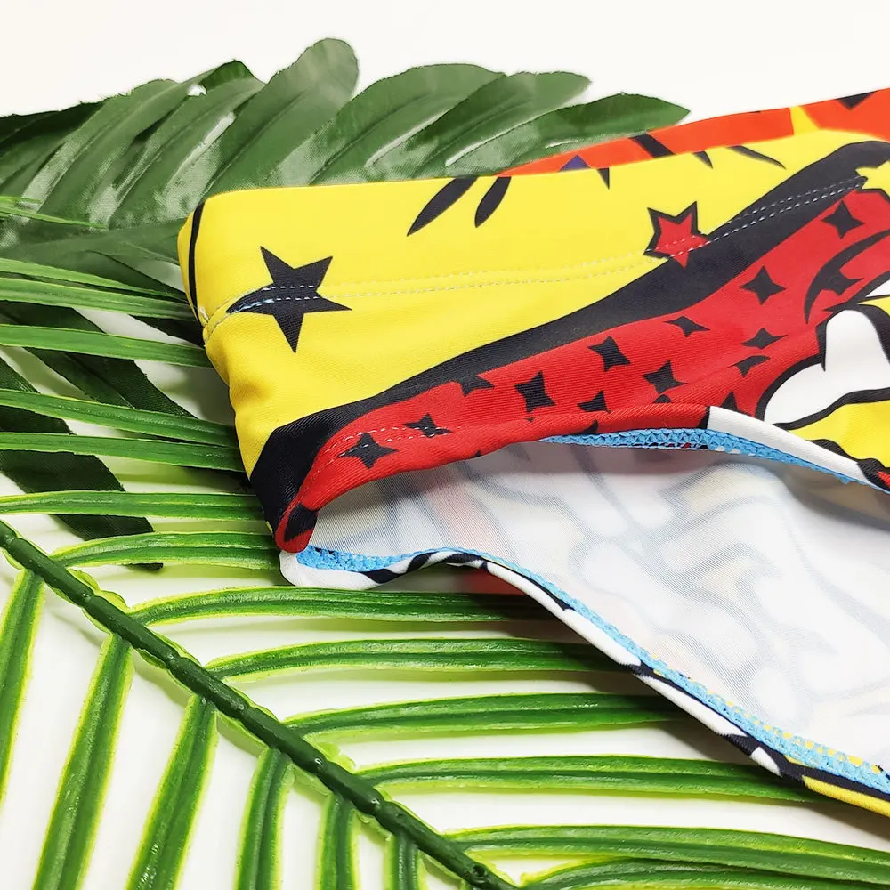 

Sexy Mens Swimwear Nylon Quick Dry Cartoon Swimming Briefs Gay Low Waist Swimsuits Fashion Pouch Beach Pool Spa Bathing Panties