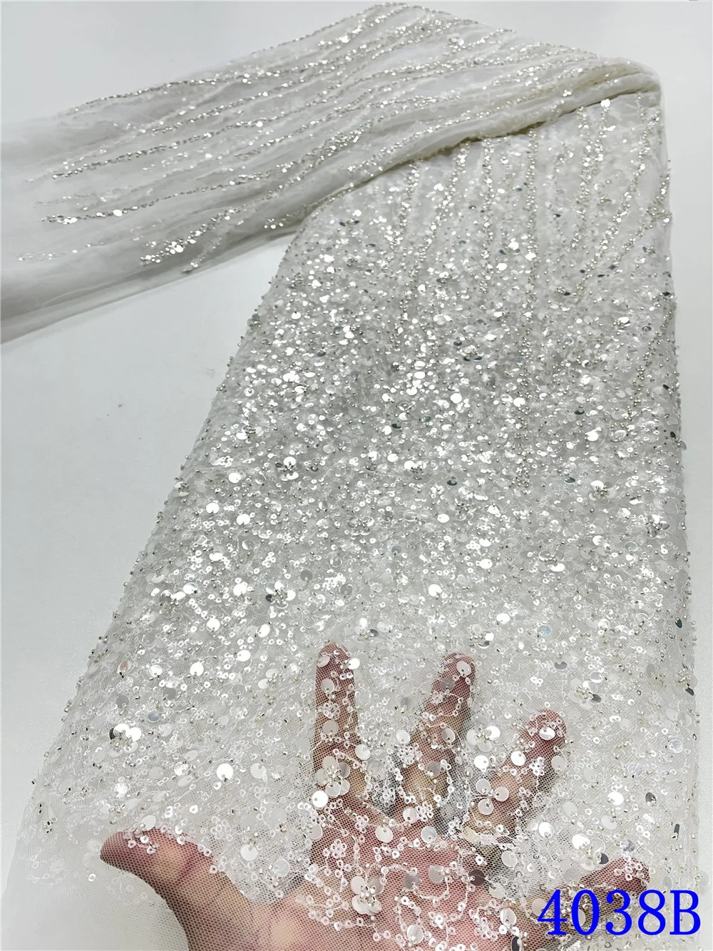 

Кружевная ткань XIYA с блестками, Высококачественная африканская кружевная ткань, кружевная ткань ручной работы с бусинами для невесты, мате...