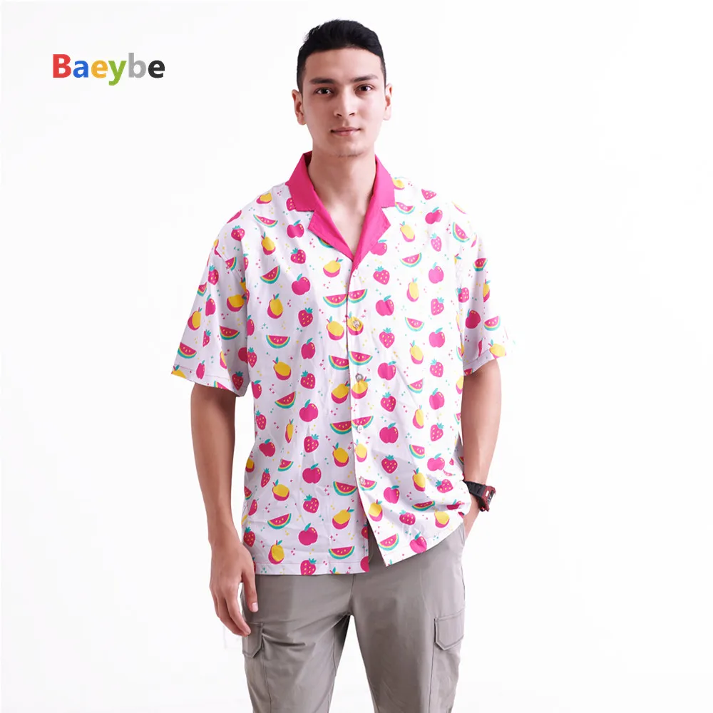 

Гавайская рубашка с принтом арбуза клубники, уличная одежда в стиле хип-хоп для мужчин и женщин с аниме, мужская хлопковая рубашка для мужчи...