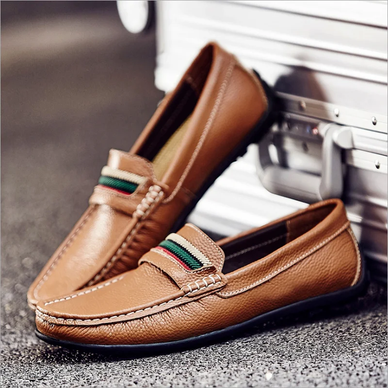 

Spring autumn casual mens shoes peas shoes new casual low-top soft-soled shoes leather versatile fashion lazy driving mens shoes