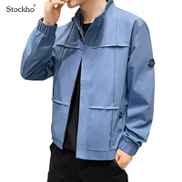 mens autumn and winter casual jacket 2021 mens fashion stand up collar zipper jacket casual long sleeved clothes all match top