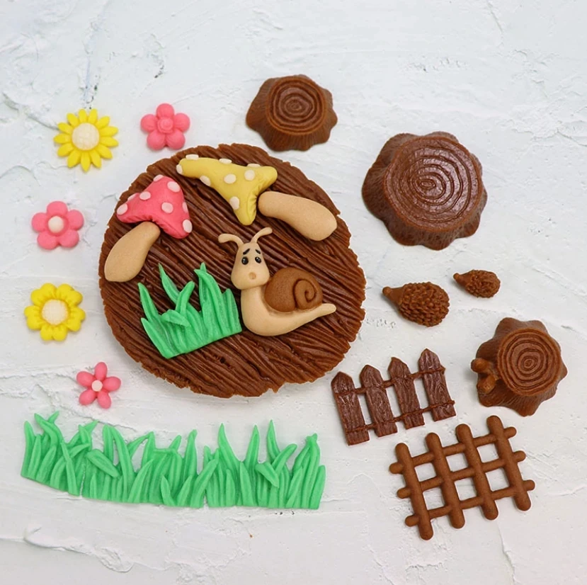 

Snail Mushroom House Silicone Mold Stump Wood Pile Wood DIY Pastry Cupcake Dessert Lace Cake Decoration Kitchen Accessories Bake