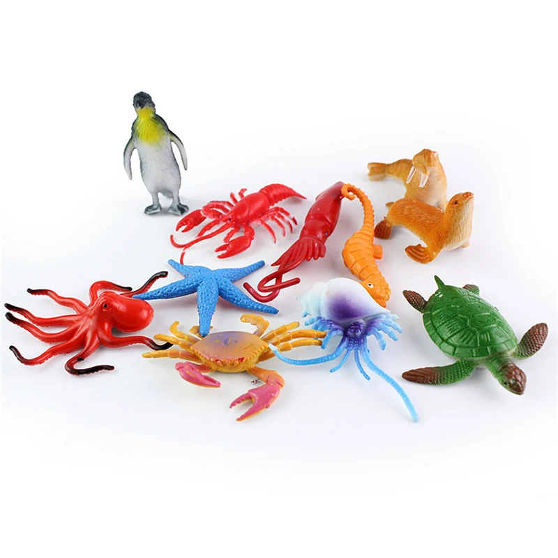 

24Pcs Ocean Sea Life Simulation Animal Model Penguin Whale Sea Turtle Shark Miniature Action Figure Children's Educational Toys