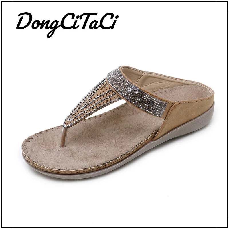 

DongCiTaCi Summer Women Gladiator Sandals Shoes Woman Bohemia Flat Wedge Casual Sandals Flip-Flop Beach Sandals Slippers 35-42