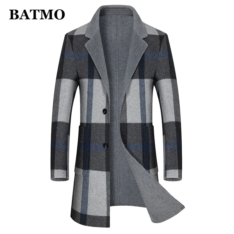 

BATMO 2021 new arrival spring high quality wool casual trench coat men,men's wool coat,plus-size M-XXXL 19A928
