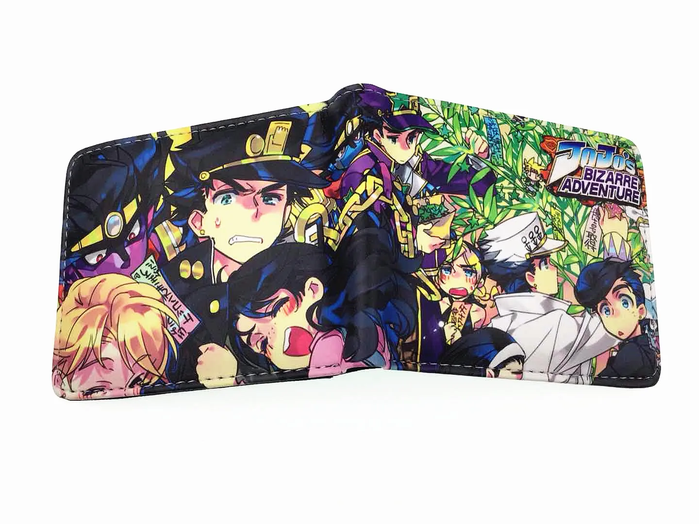 E Аниме JoJo's Необычные Приключения Pu короткий кошелек Двойные фото держатель для карт слой кошелек кожа Мальчики Девочки Монета на молнии карман moneybag - Цвет: E
