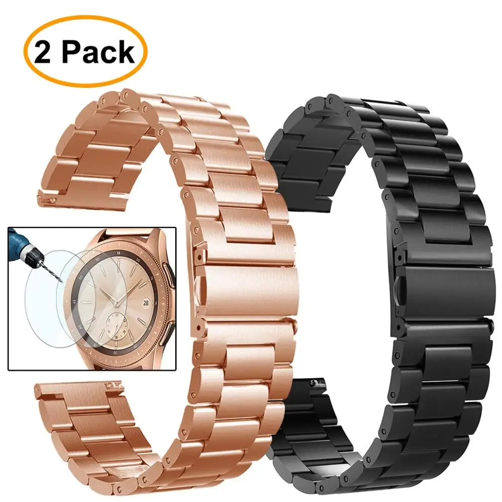 22 мм Универсальная Миланская петля для samsung gear S3 Classic/S3 Frontier/galaxy watch 46 мм регулируемый ремешок из нержавеющей стали - Цвет ремешка: rose gold-black
