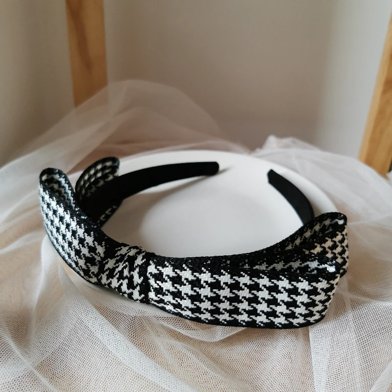 

New Black Big Bow Plaid Bezel Headwear Women Headband Cute Girls Hair Bands Lovely Hairband Hoop for Korean Hair Accessories