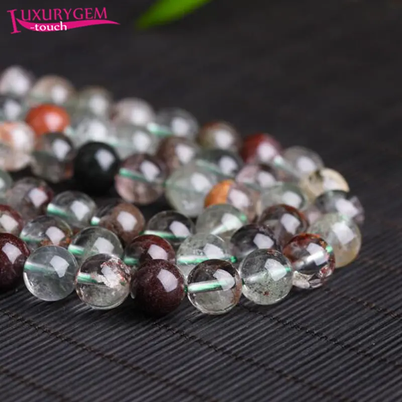 

High Quality Natural Green Specter Crystal Stone Round Shape Loose Spacer Smooth Beads 6/8/10/12mm Jewelry Accessory 38cm sk64