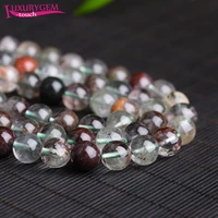 high quality natural green specter crystal stone round shape loose spacer smooth beads 681012mm jewelry accessory 38cm sk64