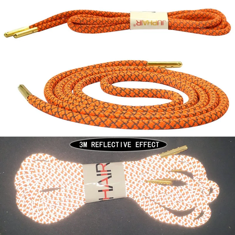 11 Yellow Orange Juphair 60-160 см золотистого цвета с металлическим наконечником с фактурой спортивные шнурки 3м Reflective круглые шнурки для ботинок флуоресцентные шнурки для кроссовок веревка для шнурков - Цвет: 11 Yellow Orange