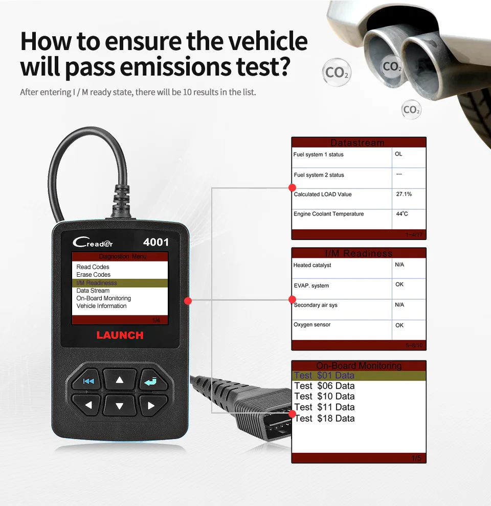 Launch CReader 4001 OBD OBD2 сканер DIY Автомобильный считыватель кодов CR4001 OBDII диагностический инструмент Бесплатное обновление X431 Creader V+ as autel AL319