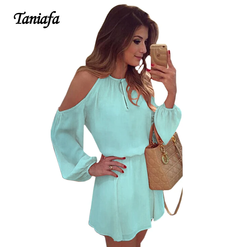 Taniafa 2020 New Fashion Women Causal Pure Color Camisole Strapless Mini Sexy Long Sleeve Slim Party Dress | Женская одежда