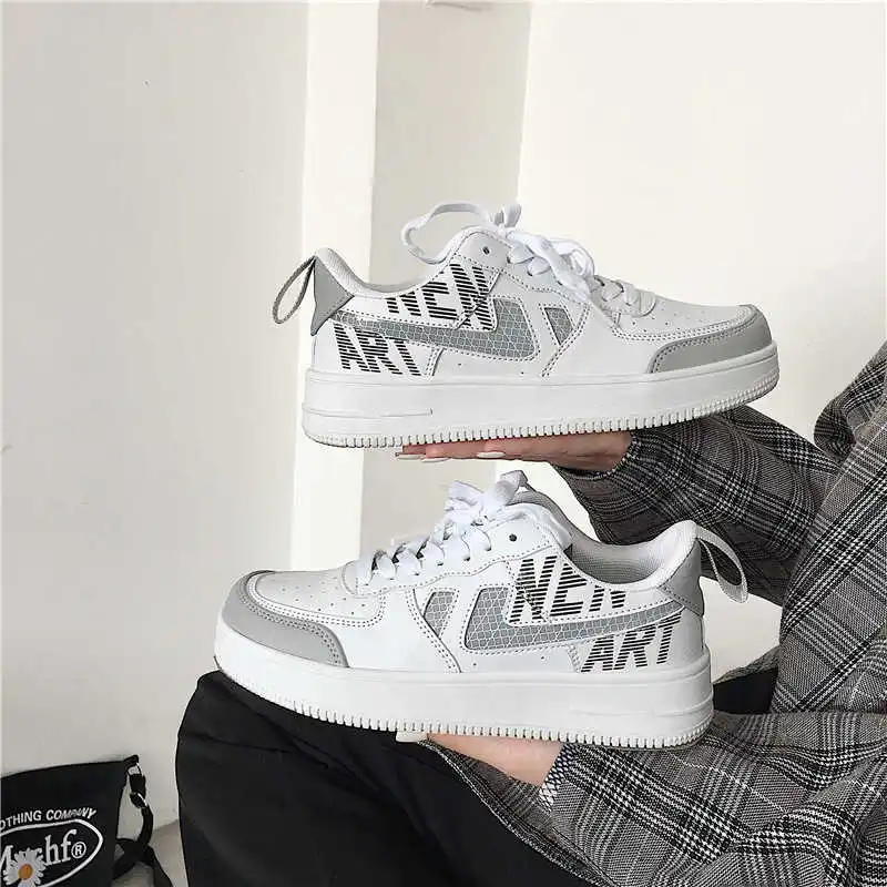 

Women Platform Sneakers Korean Fashion PU Leather Trainers Womens Chunky Sneakers Tenis Female 2020 Spring Lace Up Casual Shoes