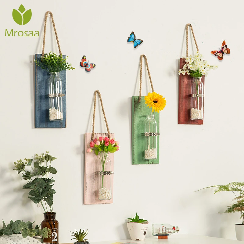 Настенный декор инновационная ваза для цветов полка подвешивания деревянная