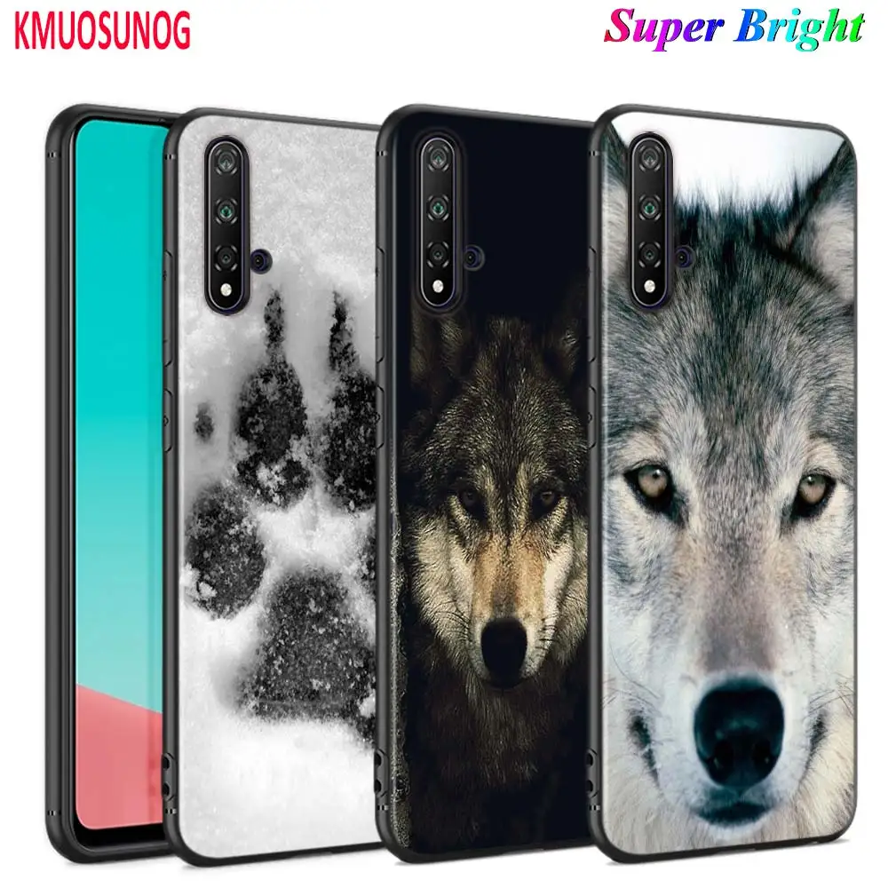 

Black Silicone Cover Cool Black Wolf Print for Huawei Nova 5 3i P Smart Z Plus 2019 P30 P20 Pro P10 P9 Lite Plus Phone Case