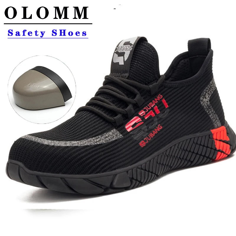 Оломм Рабочая защитная обувь для мужчин дышащие рабочие ботинки из сетчатого