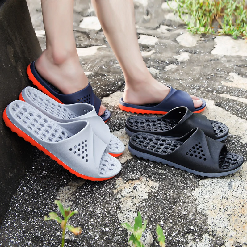 

Summer Mens Indoor Slippers Hollow Sole Quickly Dry Beach Sport Sandals Soft Water Flip Flops Fashion Man Casual Walking Sandals