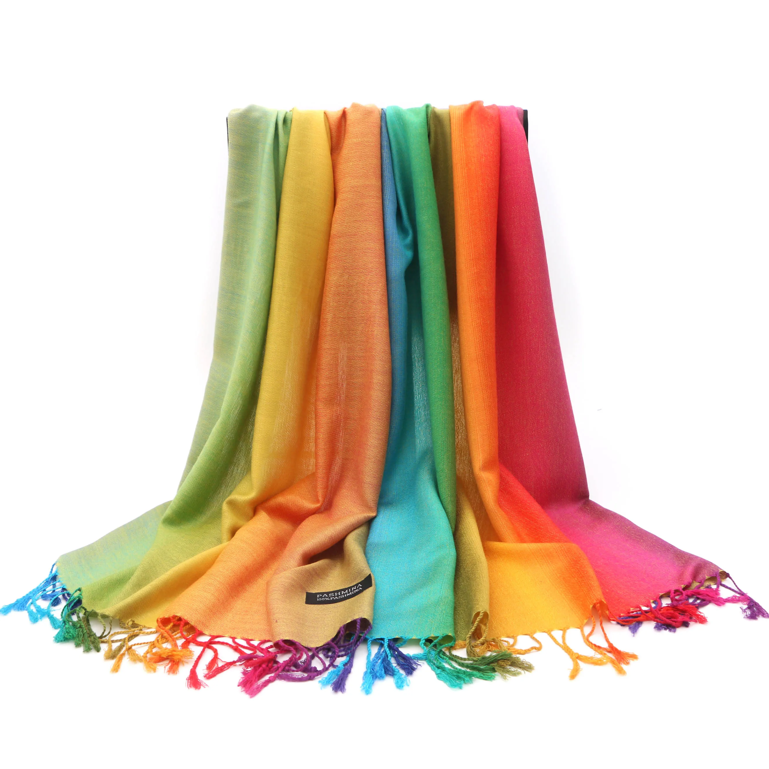 [FAITHINK] Женский Радужный хлопковый платок Пашмина брендовый роскошный женский