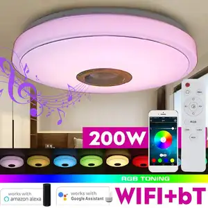 200 Вт WiFi современный RGB светодиодный потолочный светильник домашний свет приложение bluetooth музыкальсветильник лампа для спальни умный потолочный светильник с пультом дистанционного управления