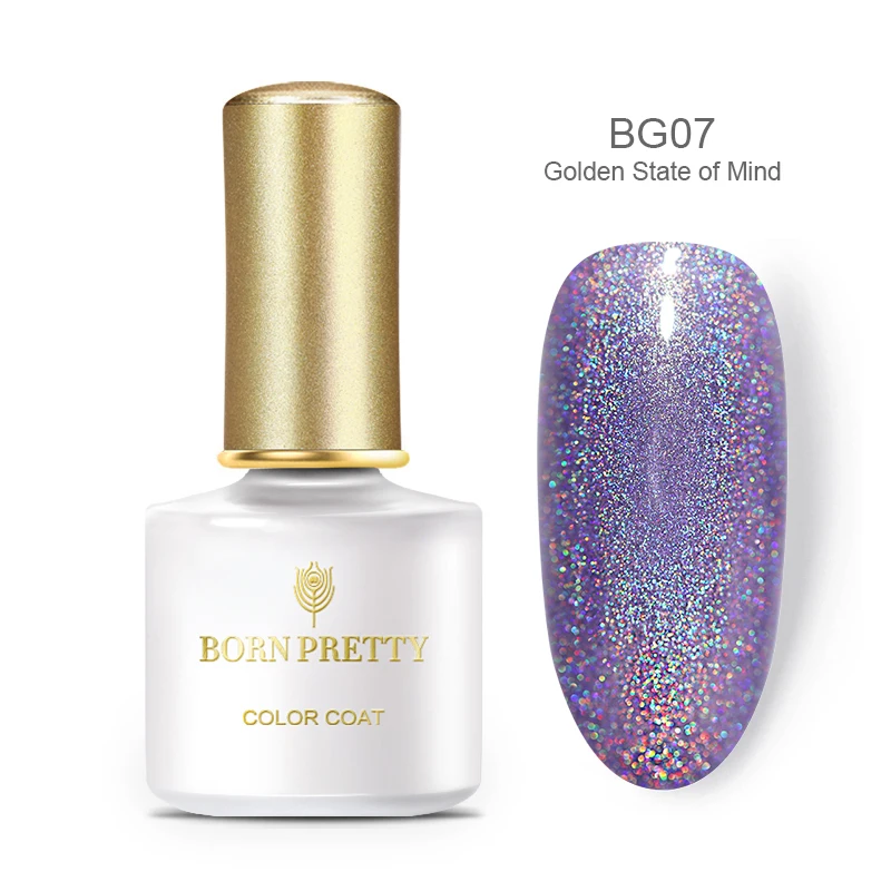 BP-BG07 Born pretty, голографическая УФ-гель для ногтей Базовое покрытие и верхнее покрытие набор 6 мл Сияющий лазер замочить от маникюра Гель-лак для нейл-арта УФ-гель - Цвет: BP-BG07