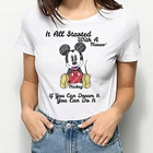 Летняя женская футболка с принтом Микки Мауса, Забавный Топ, модная женская футболка в стиле Харадзюку, футболка унисекс