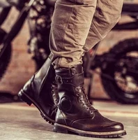 men high quality pu leather british fashion high tube boots lace up round head engineer boots mens retro motorcycle boots ka562