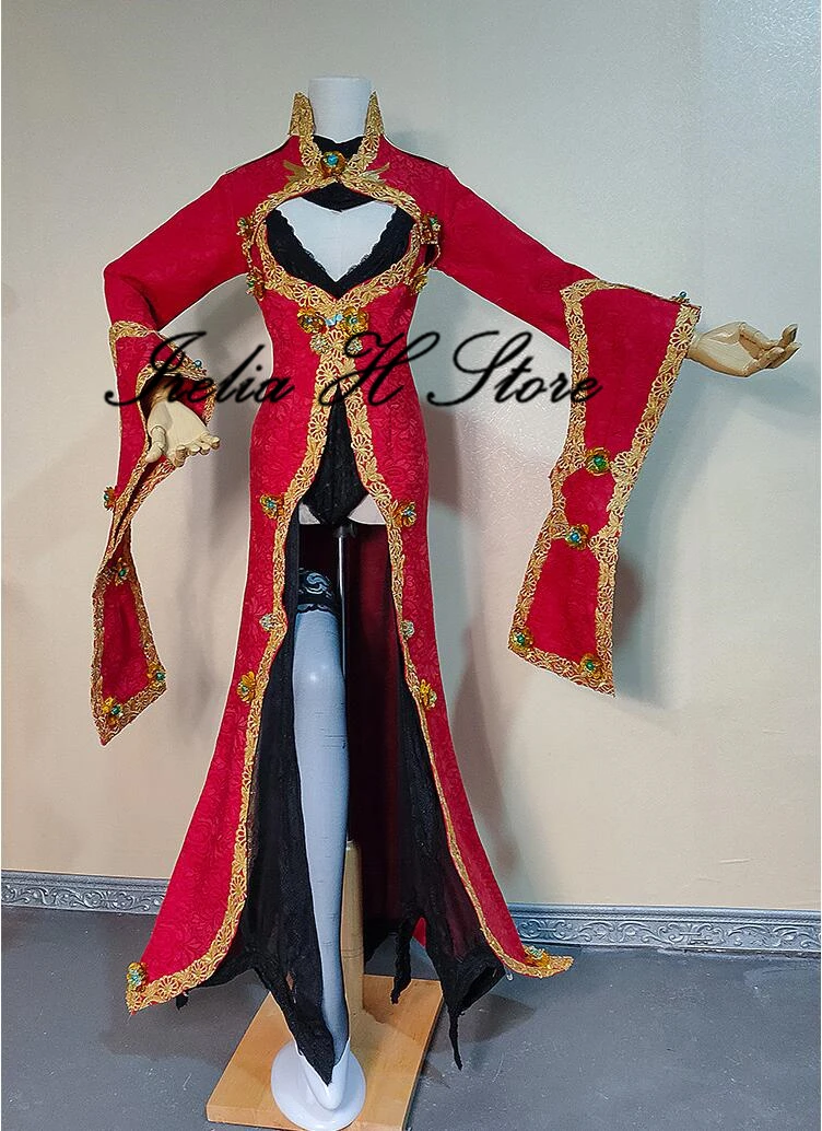 Custom made LOL Fan Art New Year Sona Buvelle Cosplay Costume red dress female