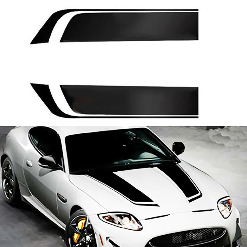 

2PCS Car Sticker Black Bonnet Decal Decorative Hood Racing Stripe Trim