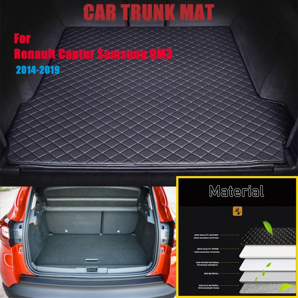Для Renault Captur Samsung QM3 2014 2019 коврик для заднего багажника поднос ковер грязь под