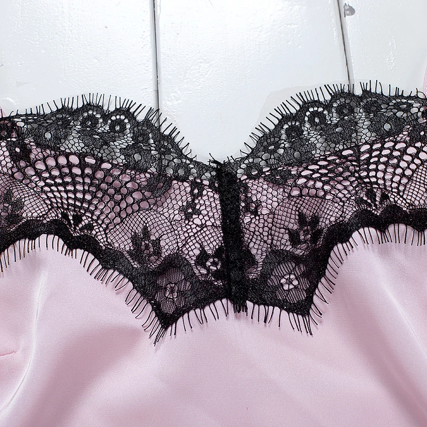 Suphis цветочный кружевной розовый топ на бретельках пижама женский черный