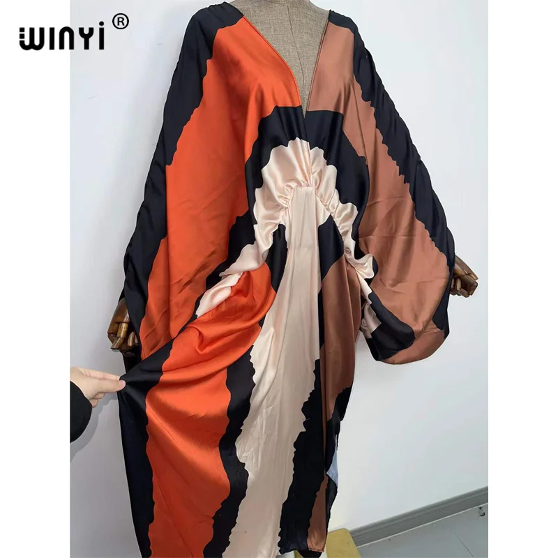 Женское платье-кафтан с принтом длинное пляжное платье большого размера