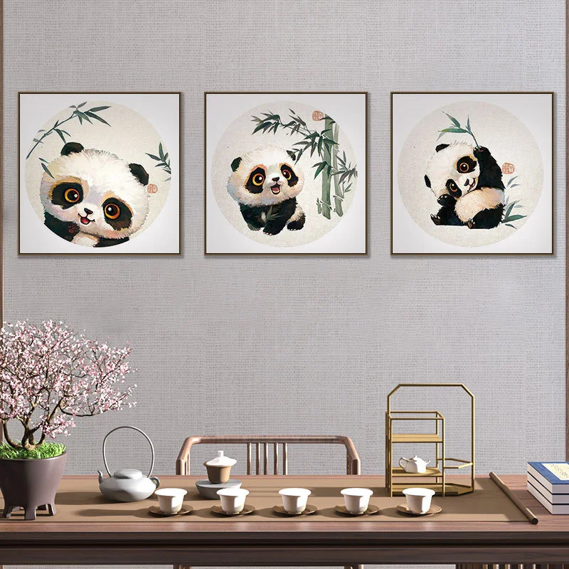 Милые Мультяшные животные в китайском стиле Панда бамбуковое растение дерево