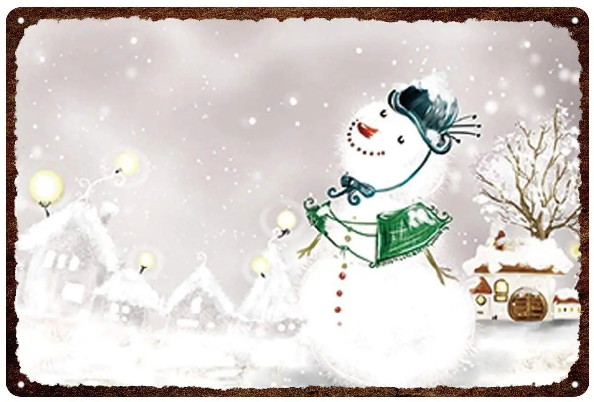 

Металлический знак MorLugan, Рождественский металлический жестяной знак, настенное украшение для бара, клуба, табличка, Снежная сцена, Санта-Кл...