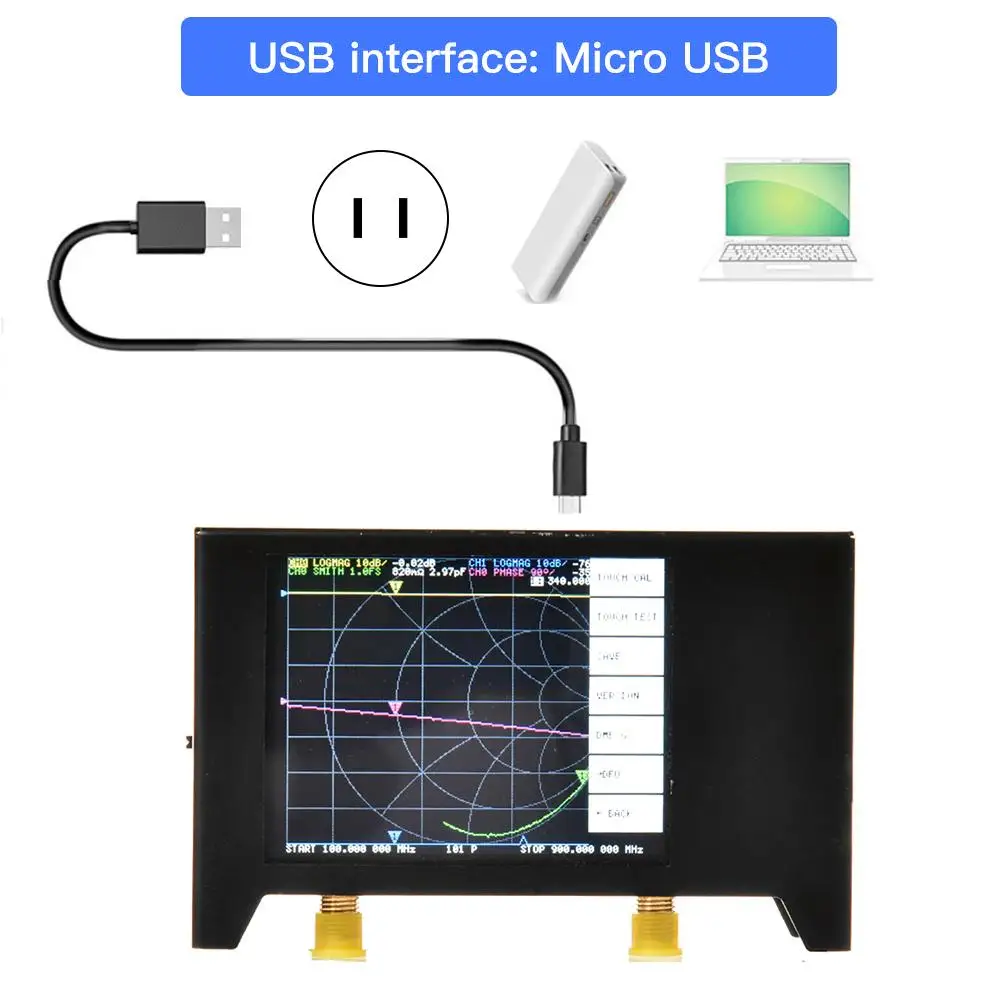 Сенсорный сетевой анализатор металлическая Точная антенна с вектором дисплея 2 8
