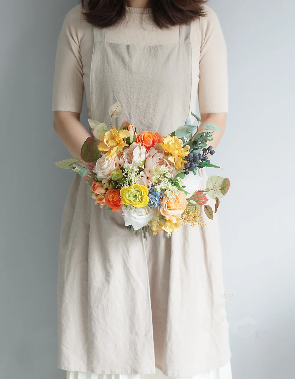 JaneVini 2019 оранжевые цветы Свадебные невесты держатель букетов Ramo Novia искусственный