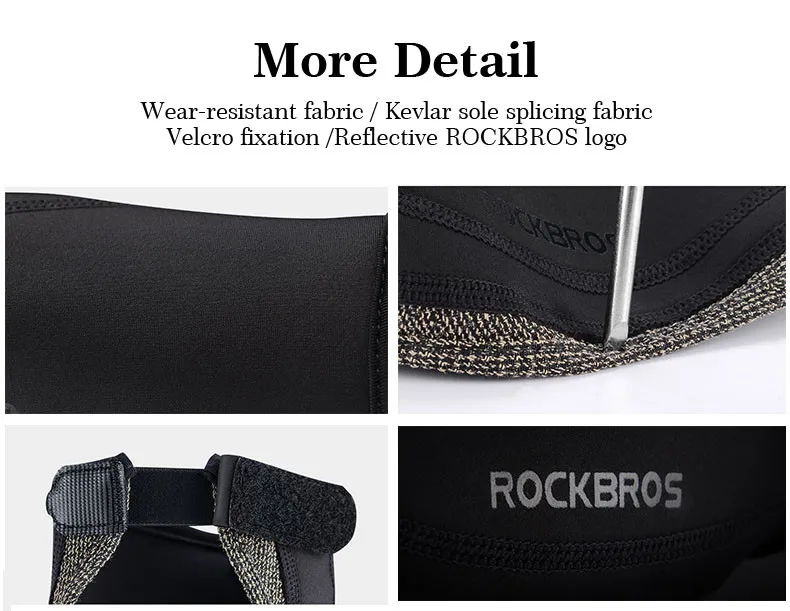 ROCKBROS Fahrradschuhüberzug für den Winter, winddicht, abriebfest, warm halten, halber Überschuhe, MTB, Rennrad, Überschuhe – Detail 8