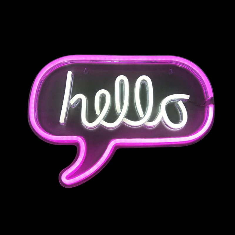 Светодиодный неоновый Hello USB настенный светильник для украшения дома/бара