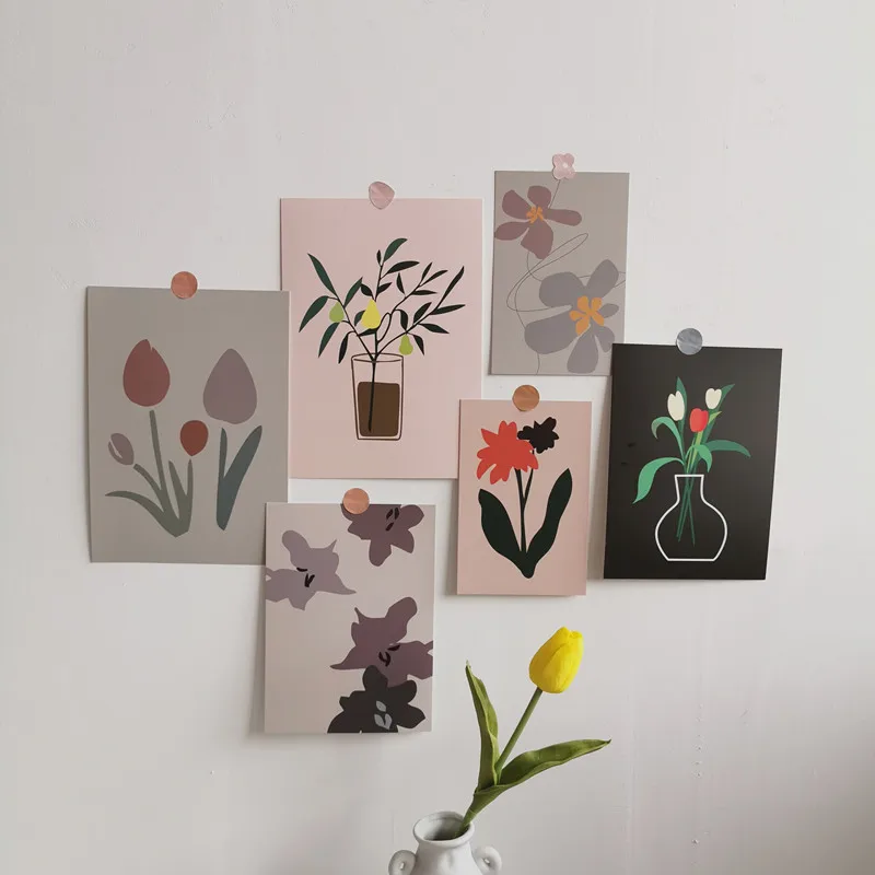 3 листа ваза-Тюльпан Morandi цветное украшение Набор открыток корейские