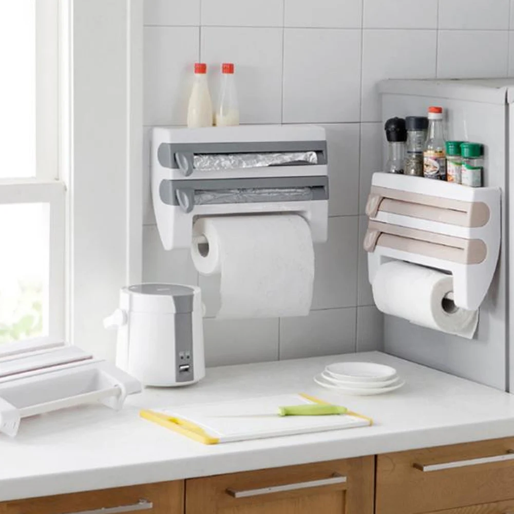 

Home Kitchen Cling Film Storage Rack Wall Hanging Kitchen Supplies Organizer Rack Towel Tool For Home Kitchen