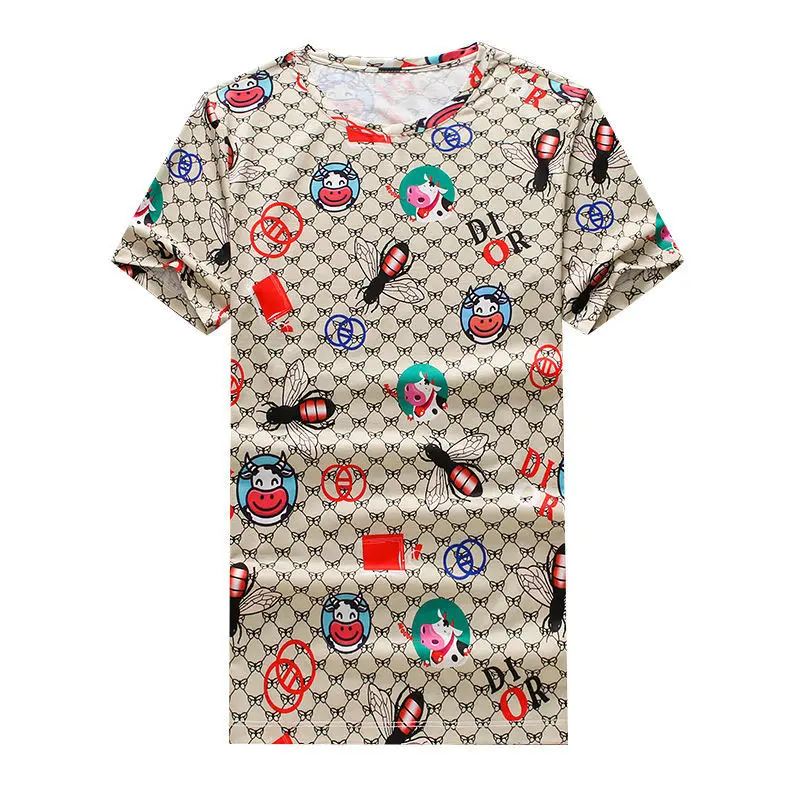 

2021 new men's short sleeve t-shirt fashion half sleeve round neck slim digital printing shirt Joker tide