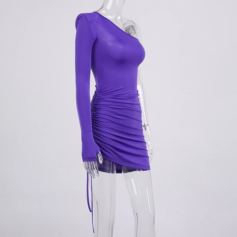 Женское платье с одним открытым плечом NewAsia Garden фиолетовое облегающее длинным